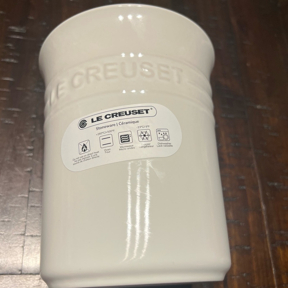 Le Creuset Stoneware Kitchenware White Utensil Crock